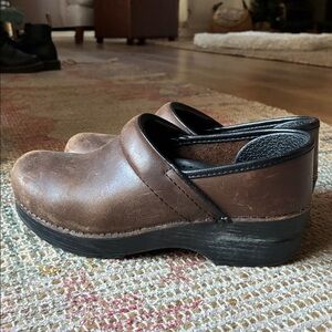 Dansko Brown Leather Slip-On Clogs